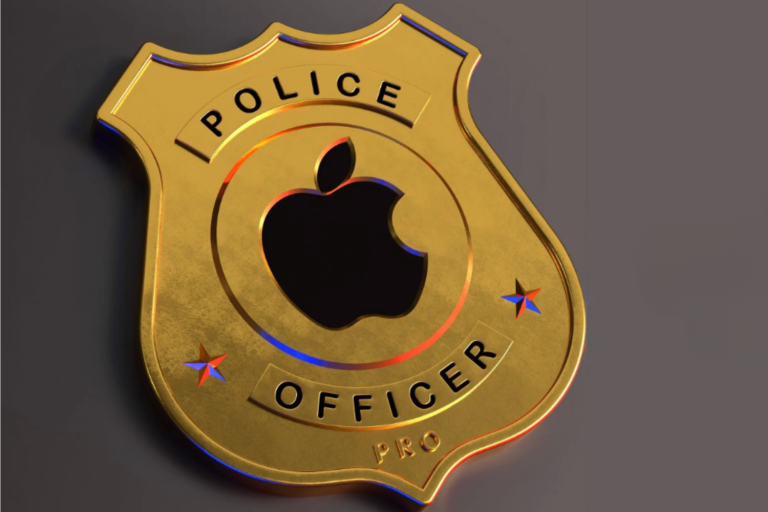 Logotipo da Apple e elementos de policiamento