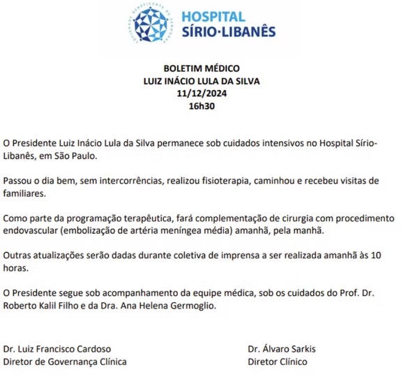 Boletim médico de Lula