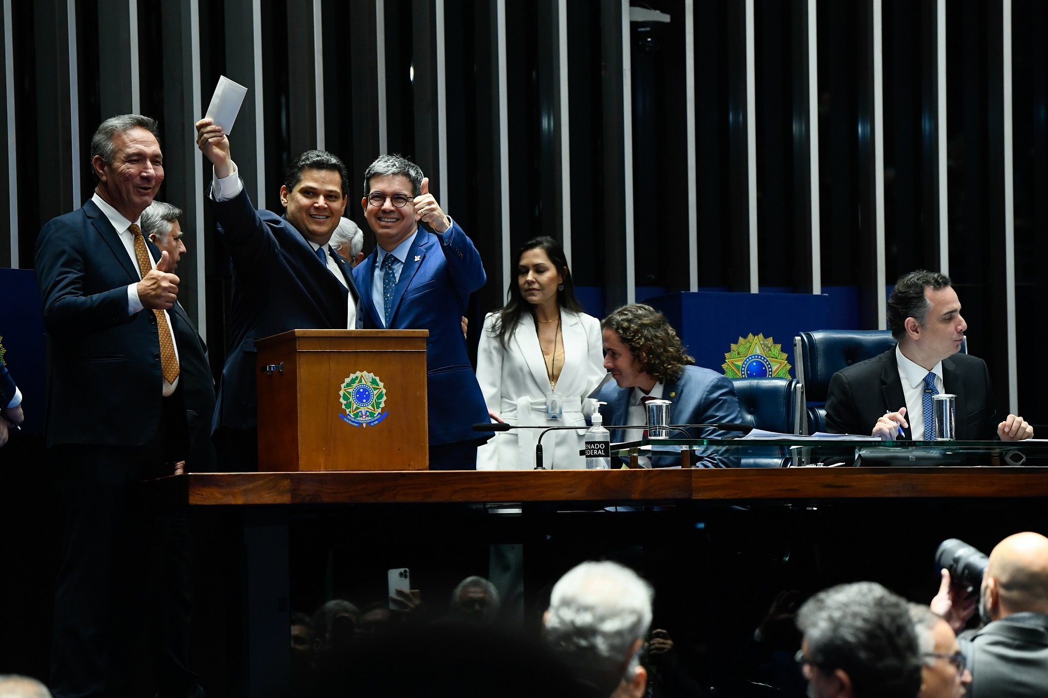 Davi Alcolumbre durante sua fala no Senado.