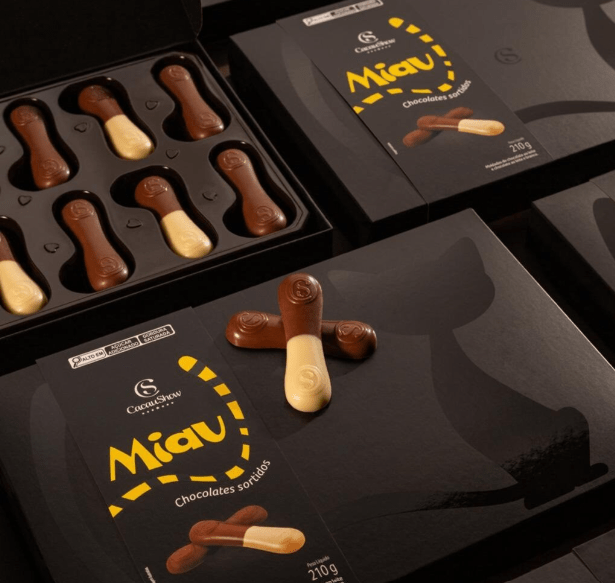 Nova embalagem do chocolate “língua de gato” da Cacau Show: uso cauteloso do nome