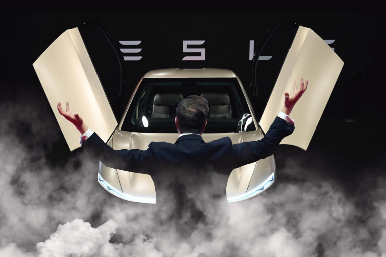 Imagem de um robotáxi da Tesla
