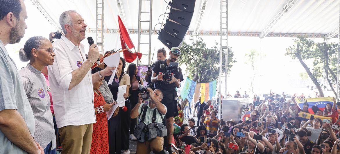 O presidente da COP30, embaixador André Corrêa do Lago, durante encerramento da cúpula dos povos